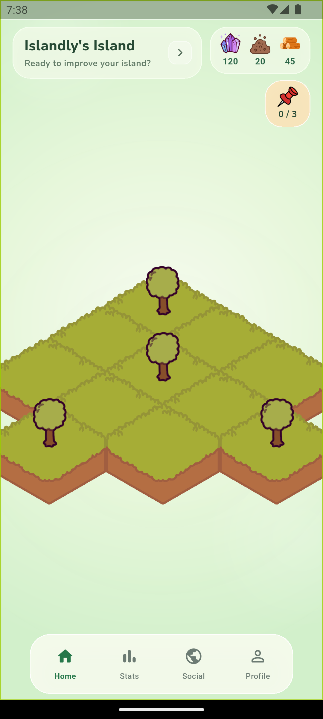 Islandly overview screen